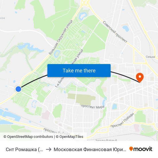 Снт Ромашка (Из Центра) to Московская Финансовая Юридическая Академия map
