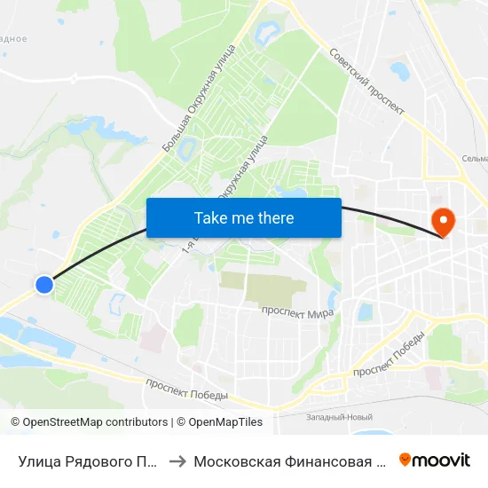 Улица Рядового Павленко (В Центр) to Московская Финансовая Юридическая Академия map