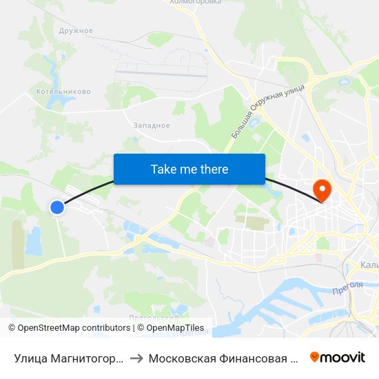 Улица Магнитогорская (Из Центра) to Московская Финансовая Юридическая Академия map
