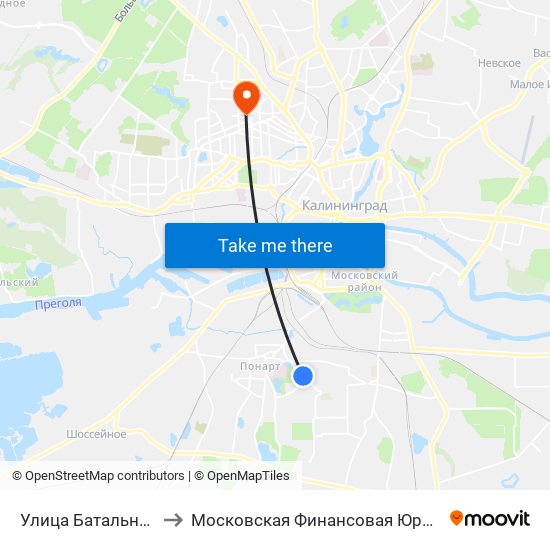 Улица Батальная (В Центр) to Московская Финансовая Юридическая Академия map