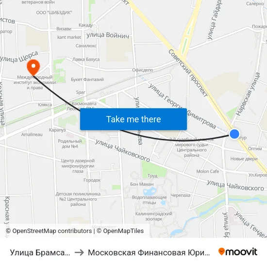 Улица Брамса (В Центр) to Московская Финансовая Юридическая Академия map