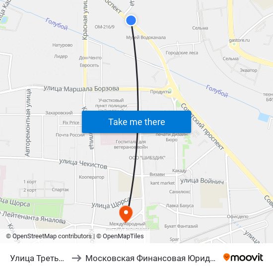 Улица Третьяковская to Московская Финансовая Юридическая Академия map