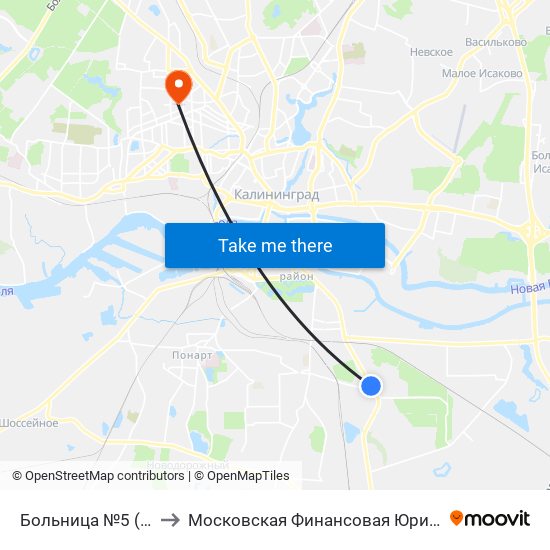 Больница №5 (Из Центра) to Московская Финансовая Юридическая Академия map