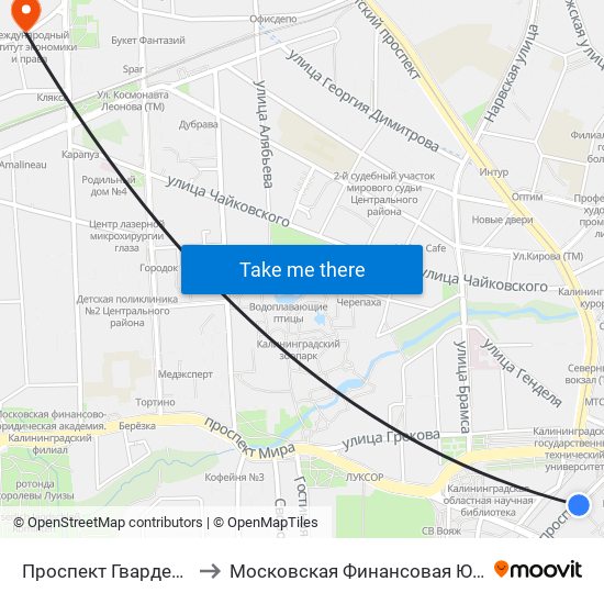 Проспект Гвардейский (В Центр) to Московская Финансовая Юридическая Академия map