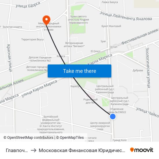 Главпочтамт to Московская Финансовая Юридическая Академия map