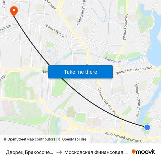 Дворец Бракосочетаний (Из Центра) to Московская Финансовая Юридическая Академия map