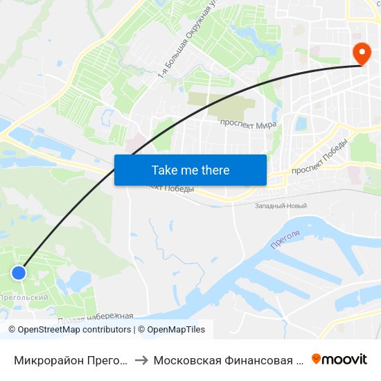 Микрорайон Прегольский (Конечная) to Московская Финансовая Юридическая Академия map
