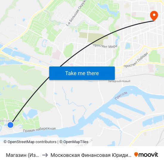Магазин (Из Центра) to Московская Финансовая Юридическая Академия map