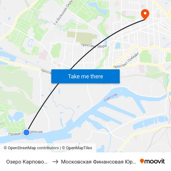 Озеро Карповое (Из Центра) to Московская Финансовая Юридическая Академия map