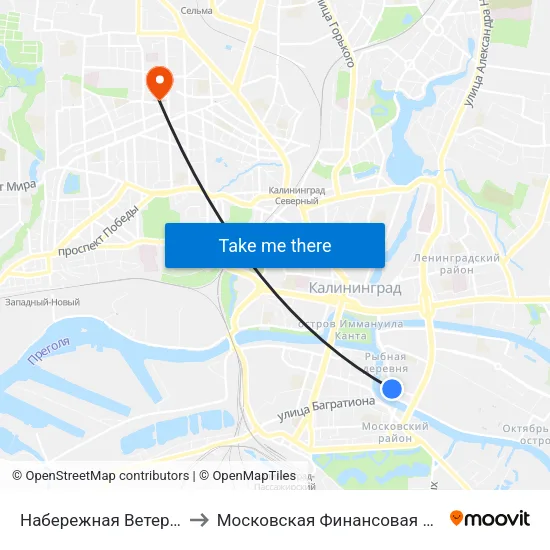 Набережная Ветеранов (Из Центра) to Московская Финансовая Юридическая Академия map