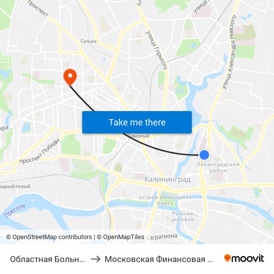 Областная Больница (Из Центра) to Московская Финансовая Юридическая Академия map