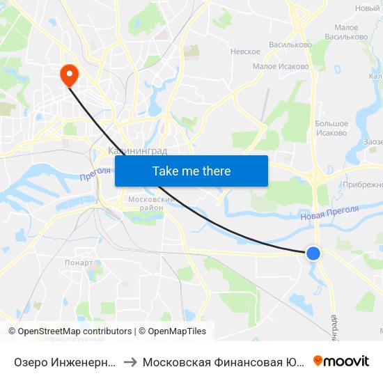Озеро Инженерное (Из Центра) to Московская Финансовая Юридическая Академия map