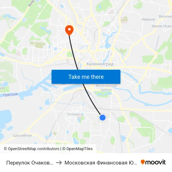 Переулок Очаковский (В Центр) to Московская Финансовая Юридическая Академия map