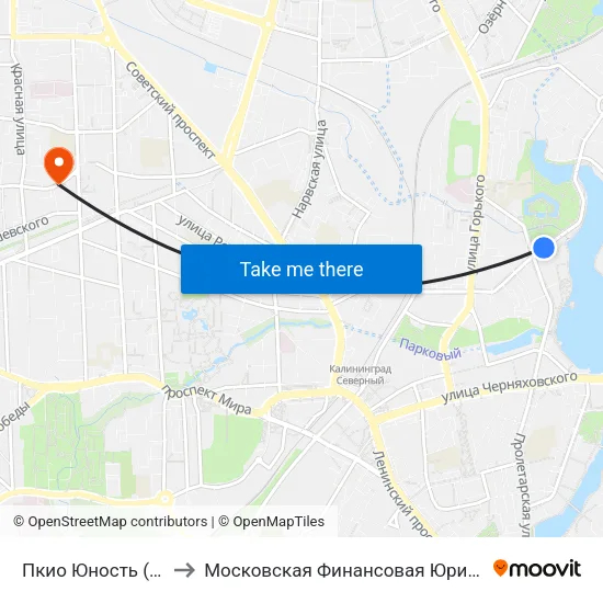 Пкио Юность (Из Центра) to Московская Финансовая Юридическая Академия map