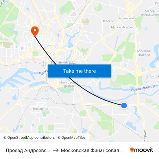 Проезд Андреевский (Из Центра) to Московская Финансовая Юридическая Академия map