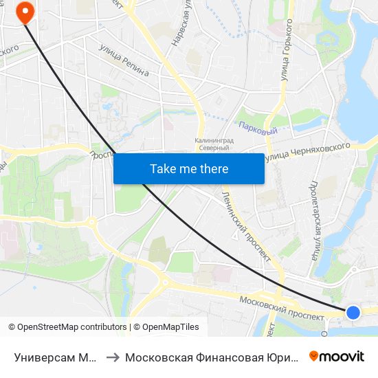 Универсам Московский to Московская Финансовая Юридическая Академия map