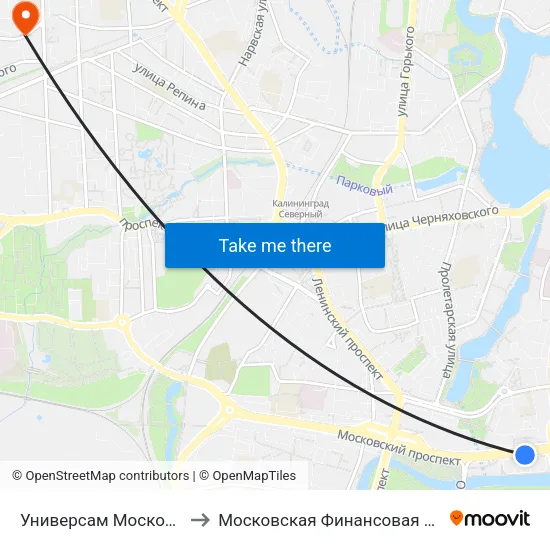 Универсам Московский (Из Центра) to Московская Финансовая Юридическая Академия map