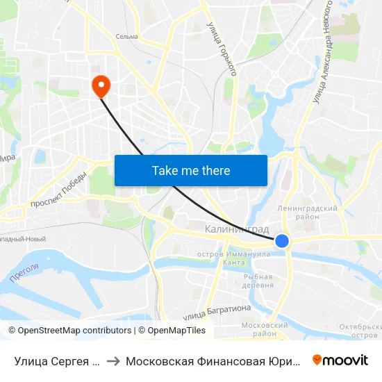 Улица Сергея Тюленина to Московская Финансовая Юридическая Академия map