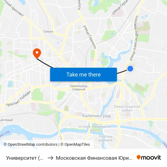Университет (Из Центра) to Московская Финансовая Юридическая Академия map