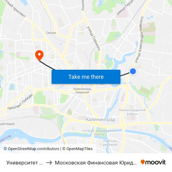 Университет (В Центр) to Московская Финансовая Юридическая Академия map