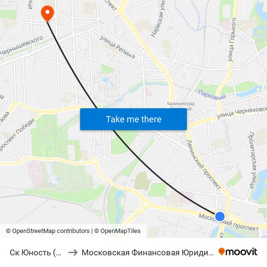 Ск Юность (В Центр) to Московская Финансовая Юридическая Академия map