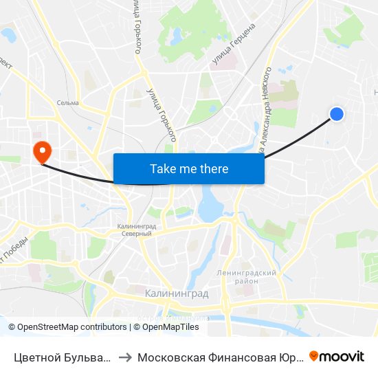 Цветной Бульвар (Из Центра) to Московская Финансовая Юридическая Академия map