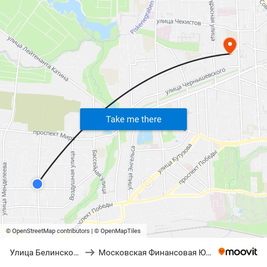 Улица Белинского (Из Центра) to Московская Финансовая Юридическая Академия map