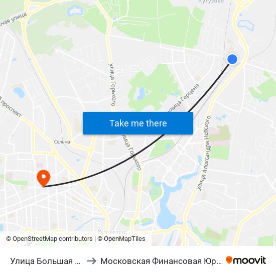Улица Большая Окружная 4-Я to Московская Финансовая Юридическая Академия map