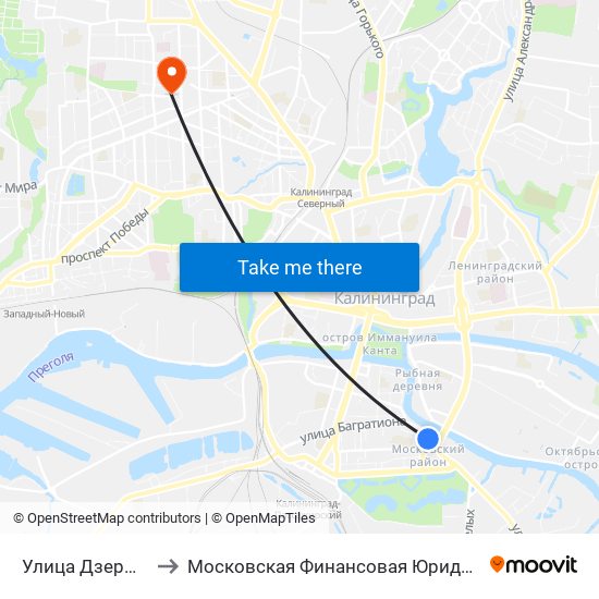 Улица Дзержинского to Московская Финансовая Юридическая Академия map