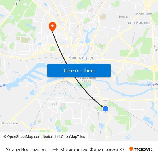 Улица Волочаевская (Из Центра) to Московская Финансовая Юридическая Академия map