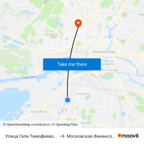 Улица Гали Тимофеевой (По Требованию, Из Центра) to Московская Финансовая Юридическая Академия map