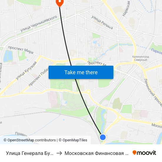 Улица Генерала Буткова (Из Центра) to Московская Финансовая Юридическая Академия map