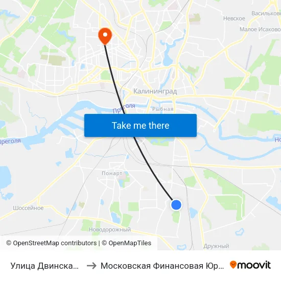 Улица Двинская (Из Центра) to Московская Финансовая Юридическая Академия map