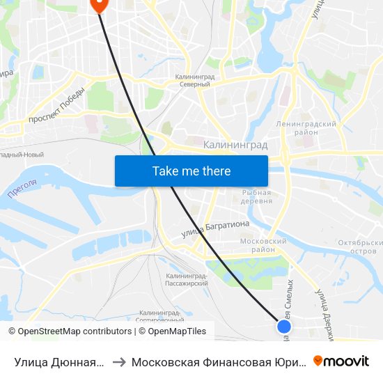 Улица Дюнная (Конечная) to Московская Финансовая Юридическая Академия map