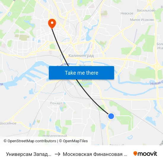 Универсам Западный (Из Центра) to Московская Финансовая Юридическая Академия map