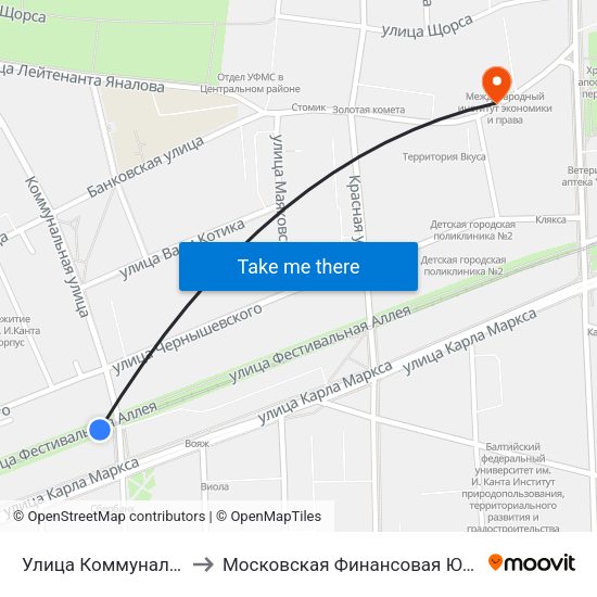 Улица Коммунальная (В Центр) to Московская Финансовая Юридическая Академия map