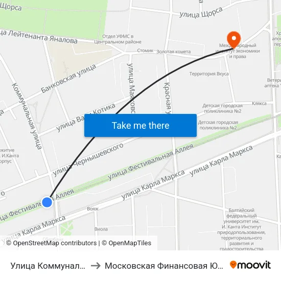 Улица Коммунальная (В Центр) to Московская Финансовая Юридическая Академия map