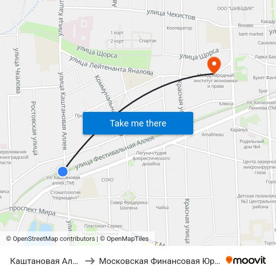 Каштановая Аллея (В Центр) to Московская Финансовая Юридическая Академия map