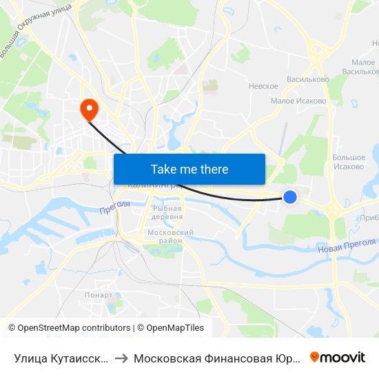 Улица Кутаисская (В Центр) to Московская Финансовая Юридическая Академия map