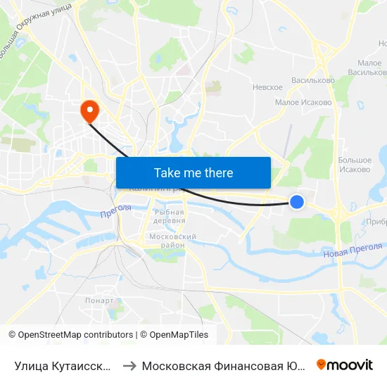 Улица Кутаисская (Из Центра) to Московская Финансовая Юридическая Академия map