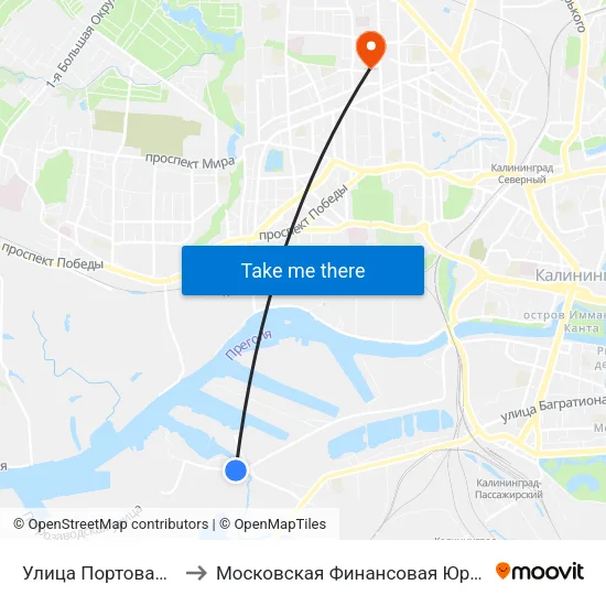 Улица Портовая (Из Центра) to Московская Финансовая Юридическая Академия map