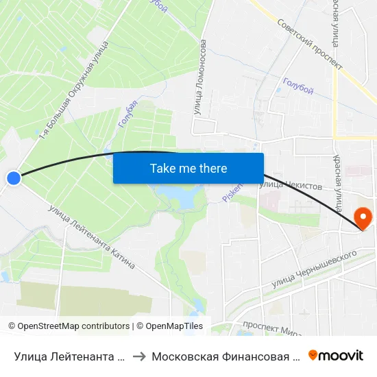 Улица Лейтенанта Катина (Конечная) to Московская Финансовая Юридическая Академия map