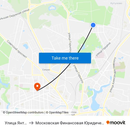 Улица Янтарная to Московская Финансовая Юридическая Академия map