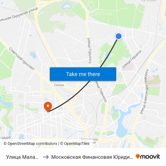 Улица Малая Лесная to Московская Финансовая Юридическая Академия map