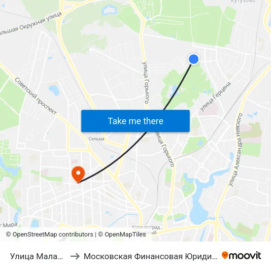Улица Малая Лесная to Московская Финансовая Юридическая Академия map