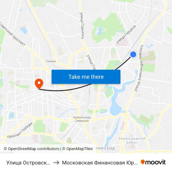 Улица Островского (В Центр) to Московская Финансовая Юридическая Академия map
