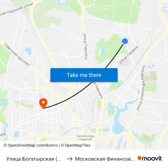 Улица Богатырская (По Требованию, Из Центра) to Московская Финансовая Юридическая Академия map