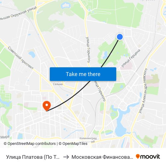 Улица Платова (По Требованию, Из Центра) to Московская Финансовая Юридическая Академия map