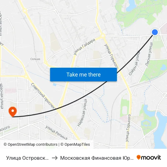 Улица Островского (В Центр) to Московская Финансовая Юридическая Академия map