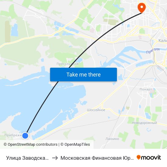 Улица Заводская (Из Центра) to Московская Финансовая Юридическая Академия map